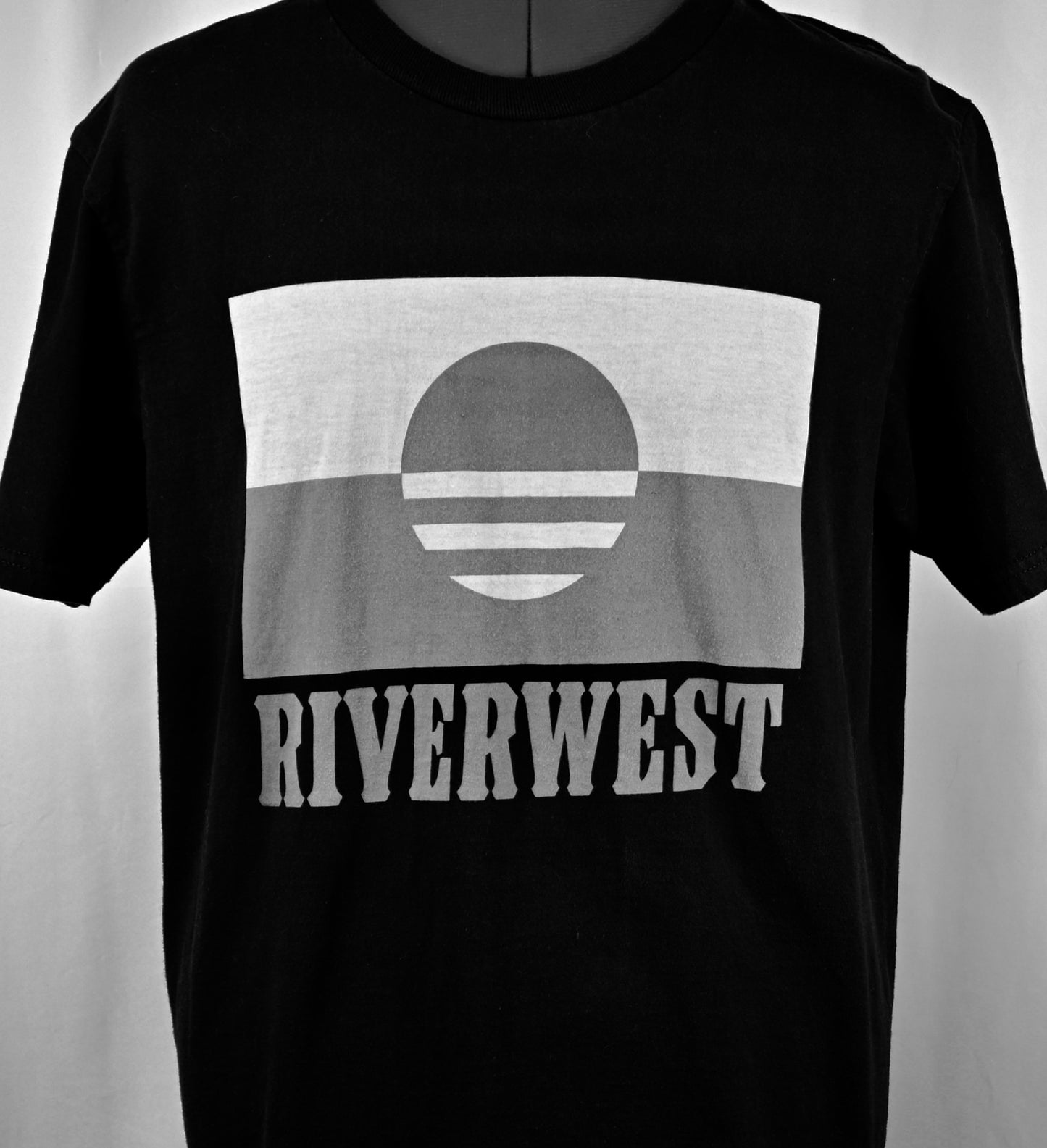 Riverwest MKE Flag 2Tone Grey on Black Tee